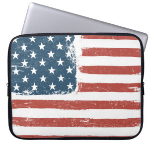 American Flag Grunge Background. Raster version. H Laptop Sleeve