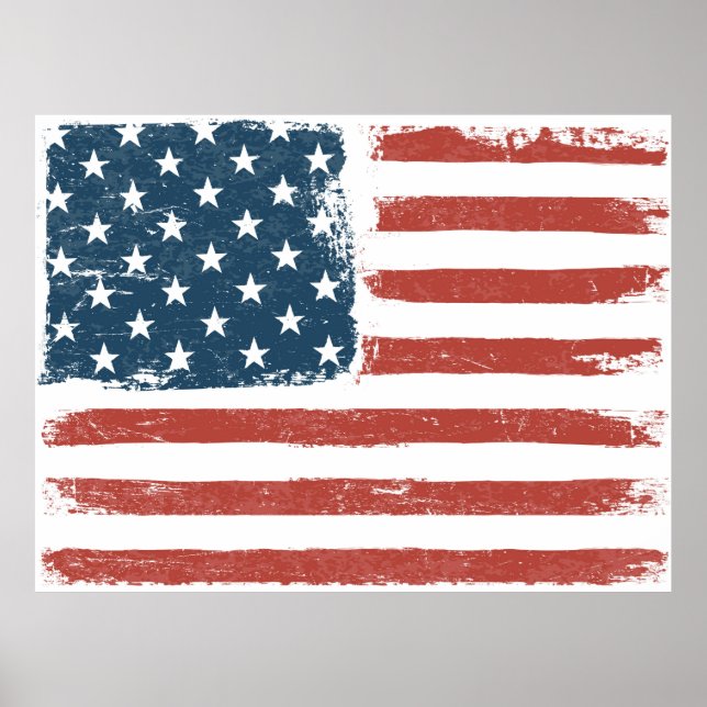 American Flag Grunge Background. Raster version. H Poster (Front)