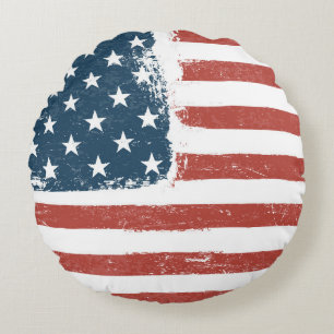 American Flag Grunge Background. Raster version. H Round Cushion