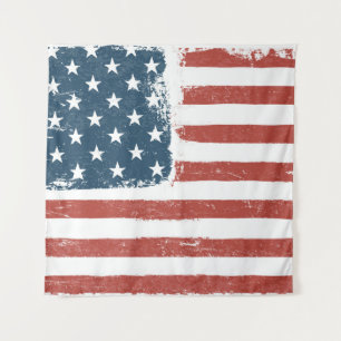 American Flag Grunge Background. Raster version. H Tapestry
