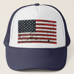 American flag grunge paint hat