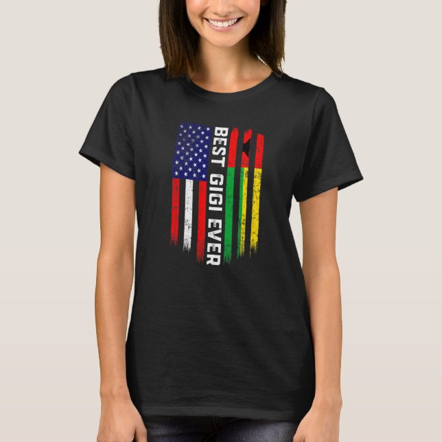 American Flag & Guinea Bissau Flag Best Gigi Ever T-Shirt (Front)