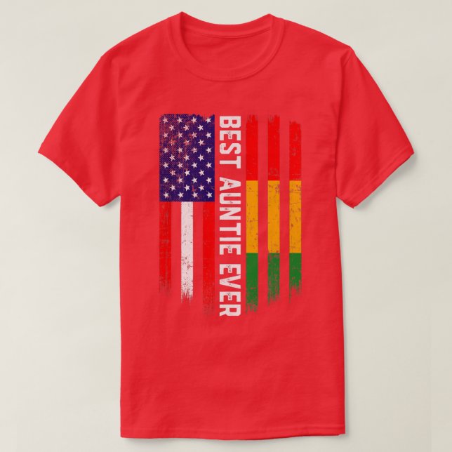 American Flag & Guinea Flag Best Auntie Ever T-Shirt (Design Front)