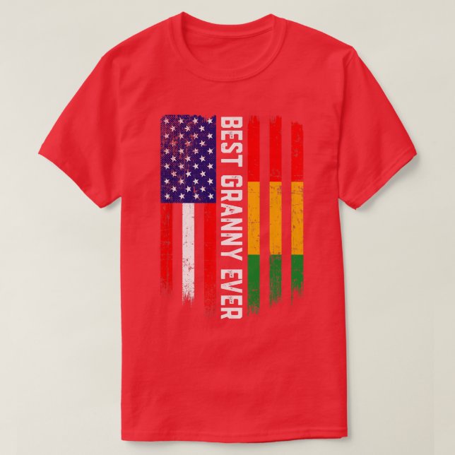 American Flag & Guinea Flag Best Granny Ever  T-Shirt (Design Front)