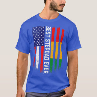 American Flag & Guinea Flag Best Stepdad Ever  T-Shirt