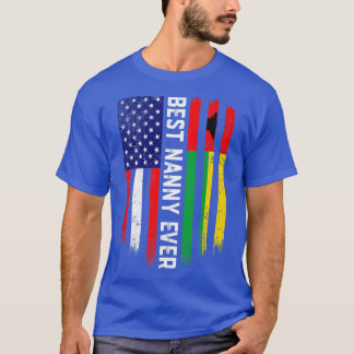 American Flag & GuineaBissau Flag Best Nanny Ever  T-Shirt