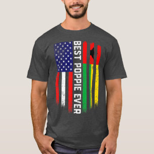 American Flag & GuineaBissau Flag Best Poppie Ever T-Shirt