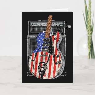 American Flag Guitar 4th Of July Guitarist Usa Cou Card