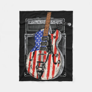American Flag Guitar 4th Of July Guitarist Usa Cou Fleece Blanket