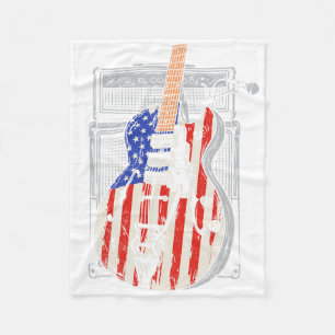 American Flag Guitar 4th Of July Guitarist Usa Cou Fleece Blanket