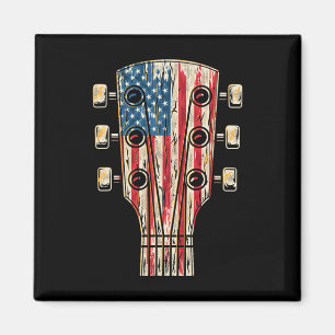 American Flag Guitar 4th Of July Guitarist Usa Cou Magnet