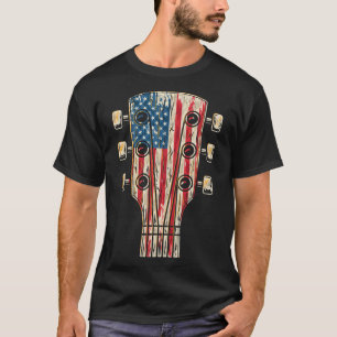 American Flag Guitar 4th Of July Guitarist Usa Cou T-Shirt