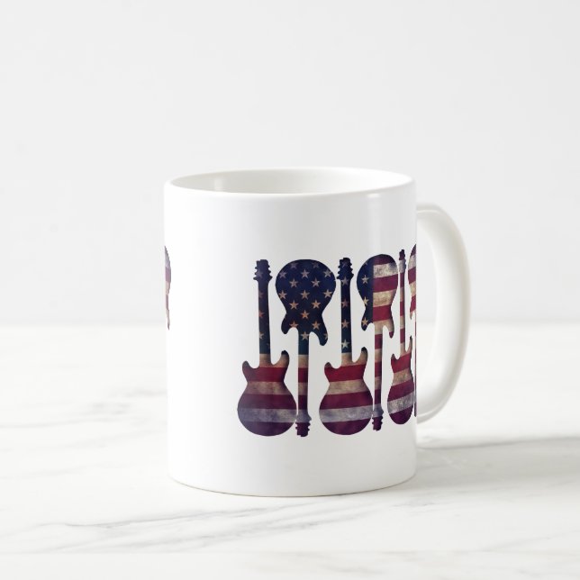 American Flag Guitar Art Coffee Mug (Front Right)