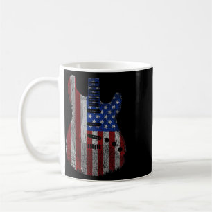 American Flag Guitar Funny Usa Guitarist 4th Of Ju Coffee Mug