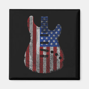 American Flag Guitar Funny Usa Guitarist 4th Of Ju Magnet