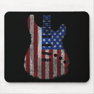 American Flag Guitar Funny Usa Guitarist 4th Of Ju Mouse Pad