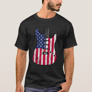 American Flag Guitar Funny USA Guitarist 4th Of Ju T-Shirt