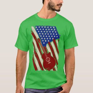 American Flag Guitar Guitarist T-Shirt