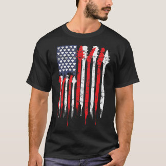 American Flag Guitar Red White Patriotic Music Lov T-Shirt