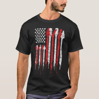 American Flag Guitar Red White Patriotic T-Shirt