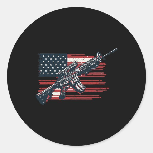 American Flag Guns 1st Of July Guns Independence D Classic Round Sticker (Front)