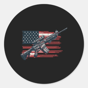 American Flag Guns 1st Of July Guns Independence D Classic Round Sticker