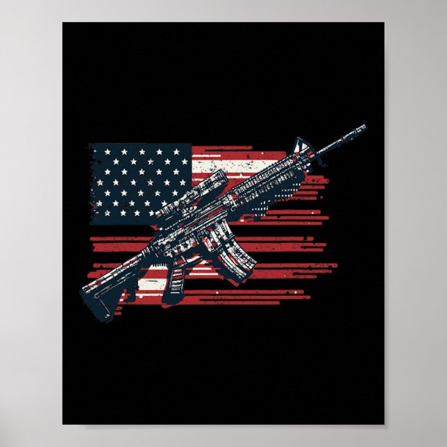 American Flag Guns 1st Of July Guns Independence D Poster (Front)