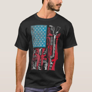 American Flag Guns Riffles Bullets US Flag Weapon T-Shirt