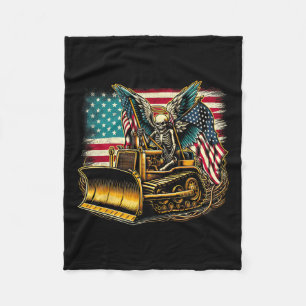 American Flag Halloween Skull Fleece Blanket