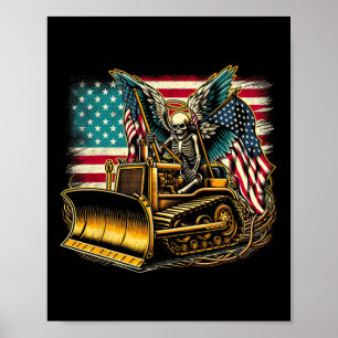 American Flag Halloween Skull  Poster