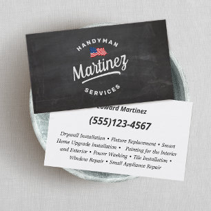 American Flag Handyman Carpentry Business Card