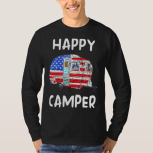 American Flag Happy Camper Camp Usa Camping Trail T-Shirt