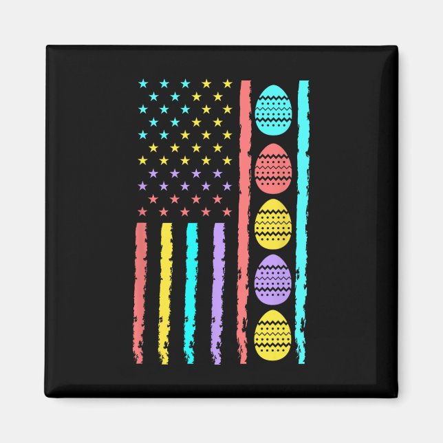 American Flag Happy Easter Egg Hunting Patriotic E Magnet (Front)