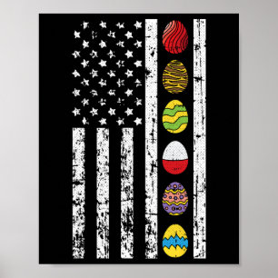 American Flag Happy Easter Egg Hunting Patriotic Poster
