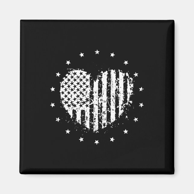 American Flag Heart 4th Of July  Magnet (Front)