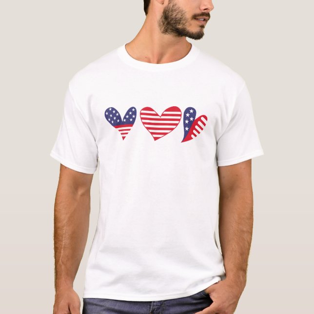 American Flag Heart 4th of July T-Shirt (Front)