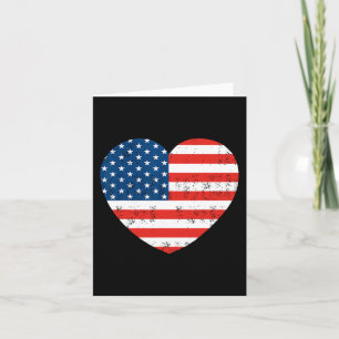 American Flag Heart 4th Of July USA Patriotic Card
