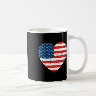 American Flag Heart 4th Of July USA Patriotic Coffee Mug