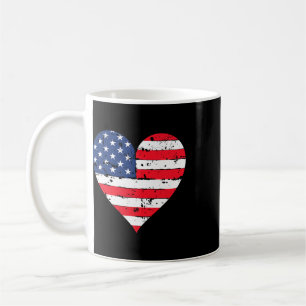 American Flag Heart 4th Of July Usa Patriotic Prid Coffee Mug