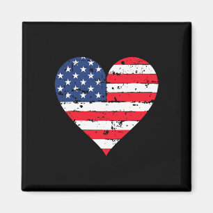 American Flag Heart 4th Of July Usa Patriotic Prid Magnet