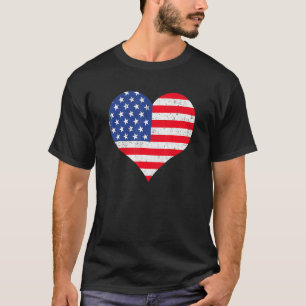 American Flag Heart 4th Of July Usa Patriotic Prid T-Shirt