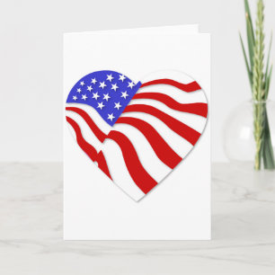 American Flag Heart America USA Valentine Popular Holiday Card