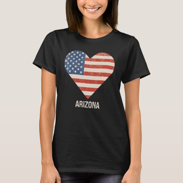 American Flag Heart Arizona 4th Of July Patriotic  T-Shirt (Front)
