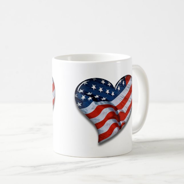American Flag Heart Coffee Mug (Front Right)