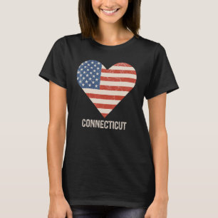 American Flag Heart Connecticut 4th Of July Patrio T-Shirt