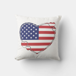 American Flag Heart Cushion