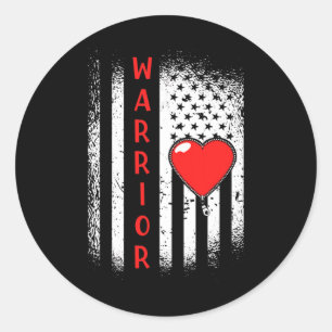 American Flag Heart Disease Fighter Classic Round Sticker