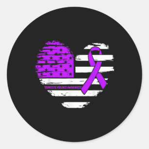American Flag Heart Domestic Violence Awareness Ri Classic Round Sticker