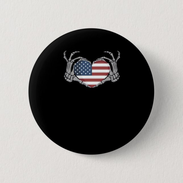 American Flag Heart Fitted 6 Cm Round Badge (Front)