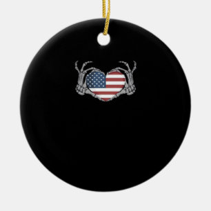 American Flag Heart Fitted Ceramic Ornament